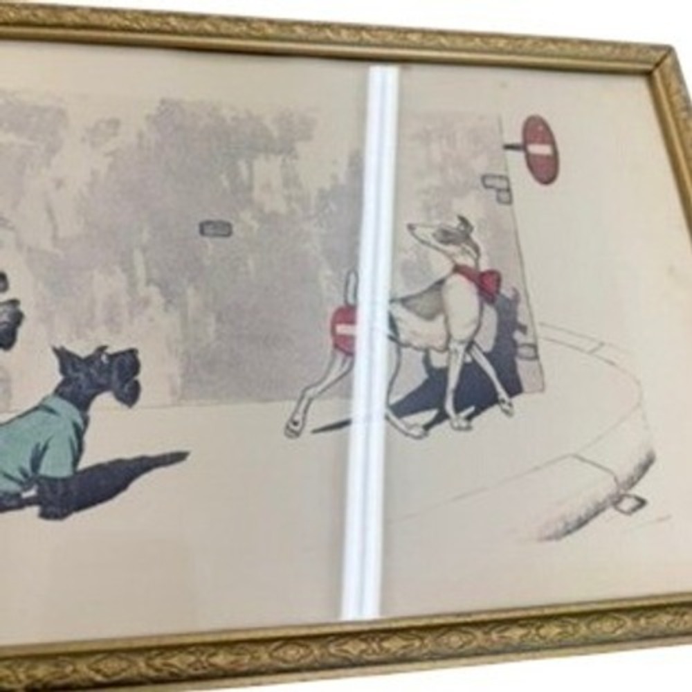 Boris O'Klein Sens Interdit Dirty Dogs of Paris Framed Lithograph Print RARE! - Picture 9 of 12